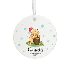 Personalised Childs Baby First Christmas Blue Feet Bauble Keepsake
