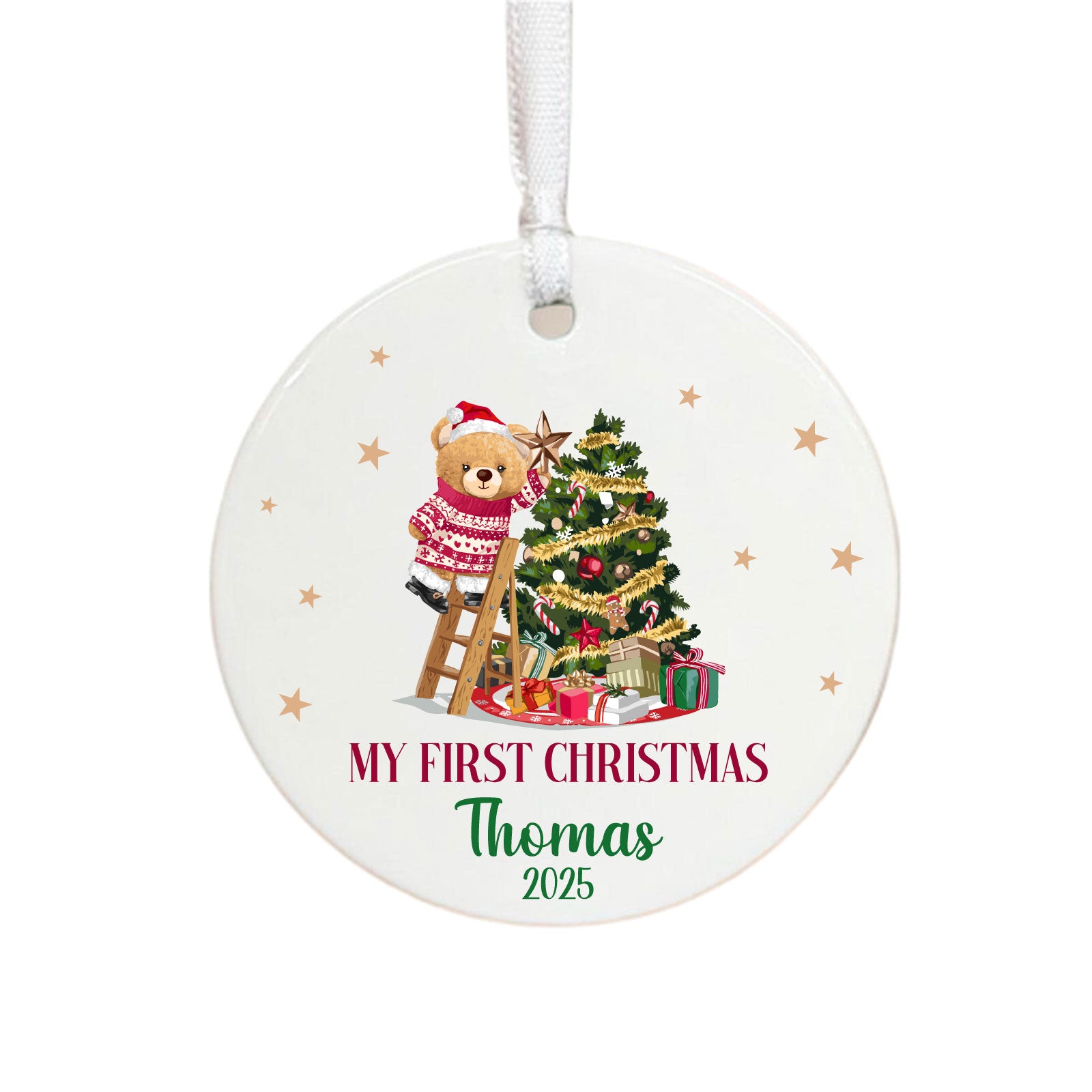 Personalised Baby's First Christmas Snowman Bauble Gift