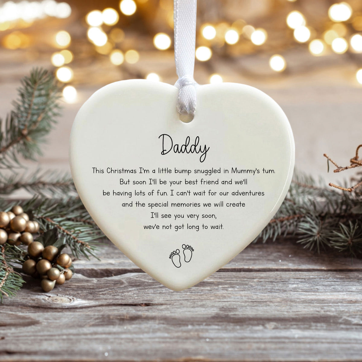 Personalised Porcelain Pregnancy Family Heart Ornament for Christmas Celebrations