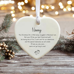 Personalised Porcelain Pregnancy Family Heart Ornament for Christmas Celebrations