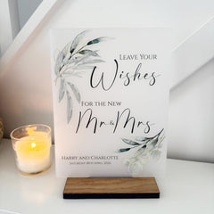 Botanical Personalised Leave Your Wishes Guest Book Sign - Opaque Acrylic A5