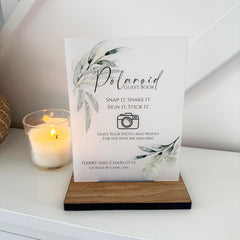 Botanical Personalised Polaroid Wedding Guest Book Sign - Opaque Acrylic A5