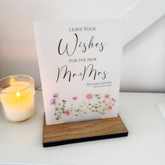 Floral Personalised Leave Your Wishes Guest Book Sign - Opaque Acrylic A5