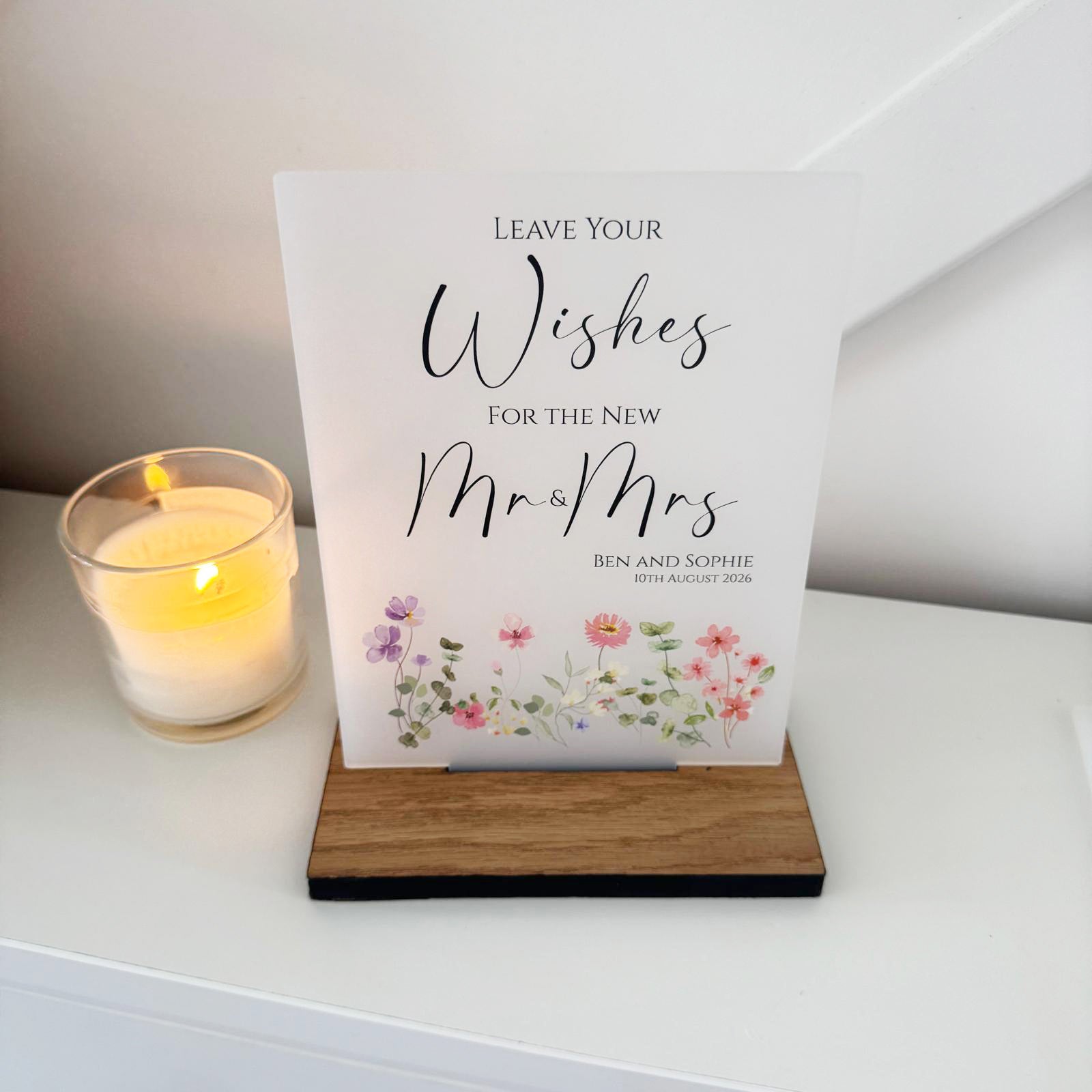 Floral Personalised Leave Your Wishes Guest Book Sign - Opaque Acrylic A5