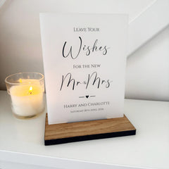 Contemporary Personalised Leave Your Wishes Wedding Guest Book Sign - Opaque Acrylic A5