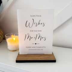 Contemporary Personalised Leave Your Wishes Wedding Guest Book Sign - Opaque Acrylic A5
