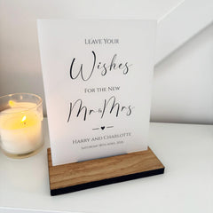 Contemporary Personalised Leave Your Wishes Wedding Guest Book Sign - Opaque Acrylic A5