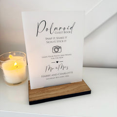 Classic Personalised Polaroid Wedding Guest Book Sign - Opaque Acrylic A5
