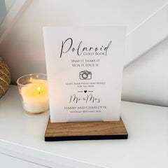 Classic Personalised Polaroid Wedding Guest Book Sign - Opaque Acrylic A5