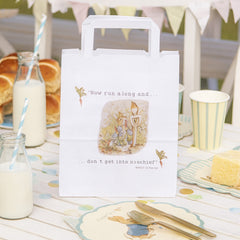 Peter Rabbit Party Bags White with Handles x 10 Happy Birthday / Gift Bags