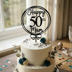 Personalised Happy 50th Birthday Acrylic Cake Topper