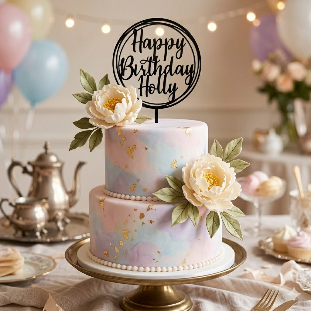 Personalised Happy Birthday Acrylic Cake Topper Custom Name