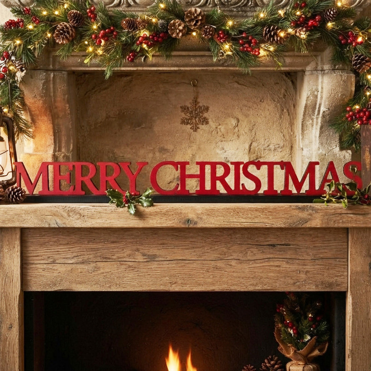 Merry Christmas Wooden Custom Colour Standing Sign Decoration