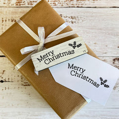 Large Merry Christmas Rubber Stamp for Holiday Crafting D13