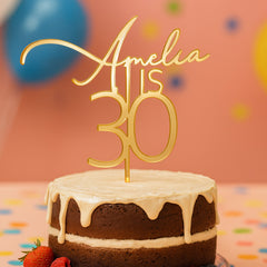 Personalised  Name and Age Birthday Cake Topper Acrylic Colours