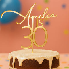 Personalised  Name and Age Birthday Cake Topper Acrylic Colours