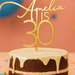 Personalised  Name and Age Birthday Cake Topper Acrylic Colours