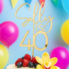 Personalised Name and Age Cake Topper D3 Mirrored Acrylic