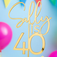 Personalised Name and Age Cake Topper D3 Mirrored Acrylic