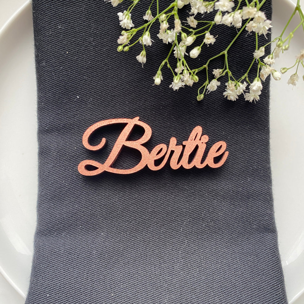 Personalised Wooden Wedding Place Names, Customisable Colour Wedding Favours, Small Childrens Wood Name Tags, Wooden Names, Laser Cut, Font 12