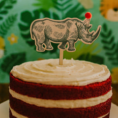Wooden Rhino Animal Cake Topper