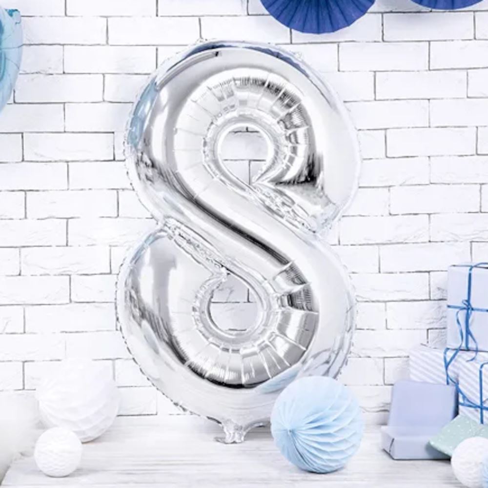 large-foil-silver-number-8-balloon-86cm-birthday-decoration|FB1M-8-018|Luck and Luck| 1