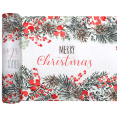 Festive Red Merry Christmas Table Runner for Holiday Celebrations