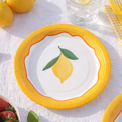 Santex Small Yellow Lemon Design Party Paper Plates, 17.5 cm, Pack of 6