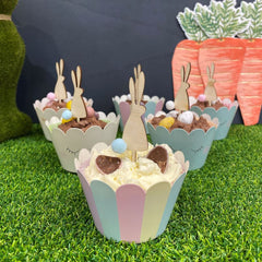 easter-bunny-cupcake-toppers-with-pom-poms-x-6|LLWWHEBUNNYTS|Luck and Luck| 1