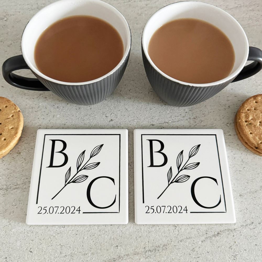 personalised-porcelain-couple-coasters-with-date-gift-set-of-2|LLUVCOUPLECOASTERD2|Luck and Luck| 1