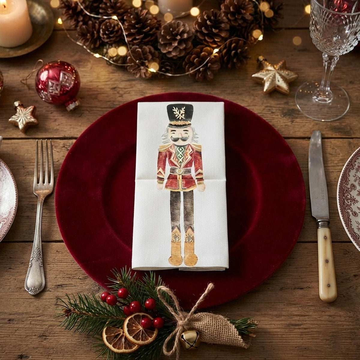 Nutcracker Christmas Cutlery Holders for Festive Table Styling (Pack of 8, 10 × 20 cm)