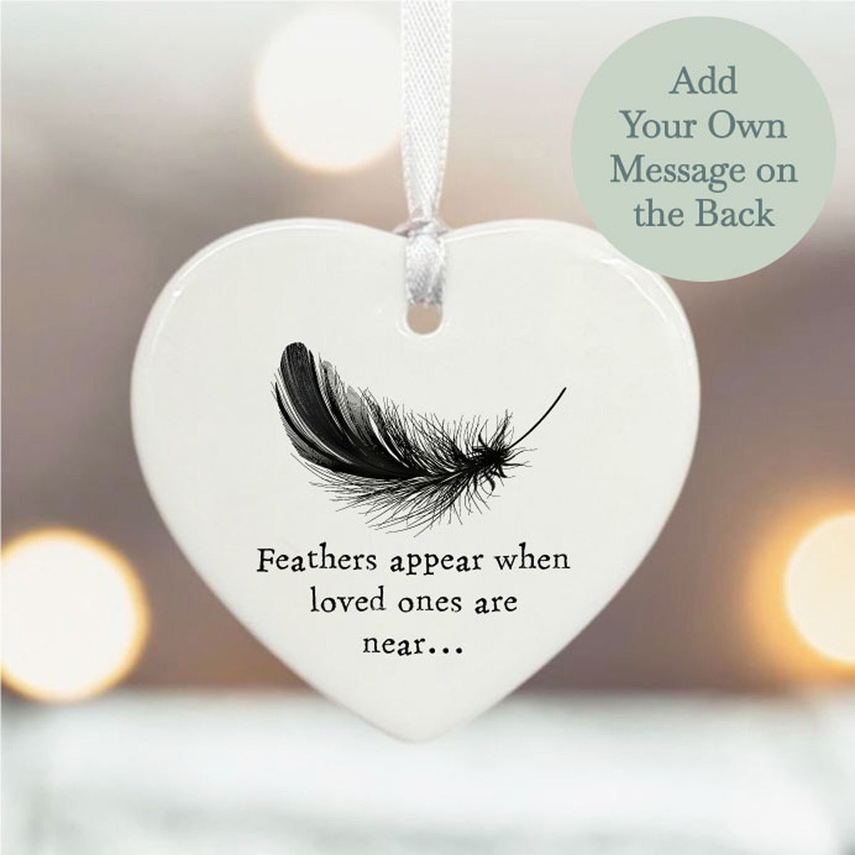 personalised-porcelain-hanging-heart-feathers-appear|LLUVFEATHERS|Luck and Luck| 1