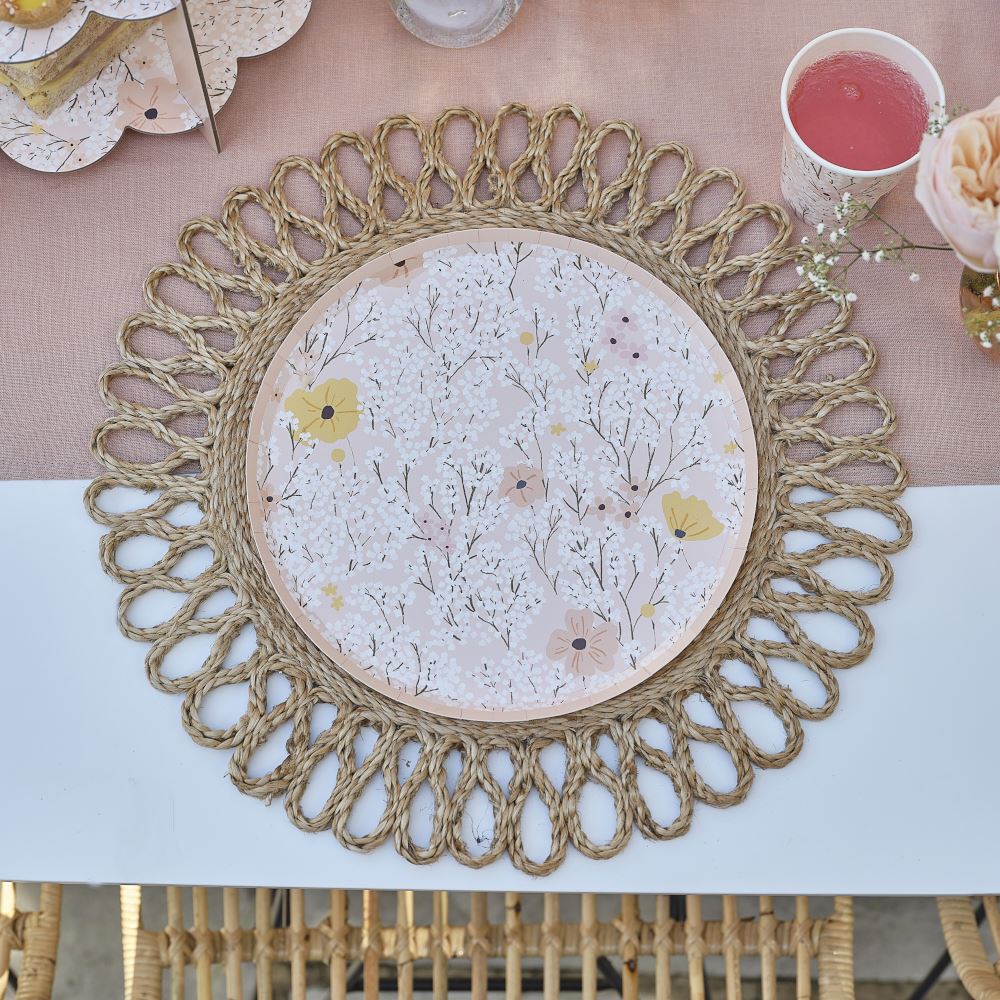 pink-floral-paper-party-plates-x-8-hen-party-baby-shower|BBL-114|Luck and Luck| 1