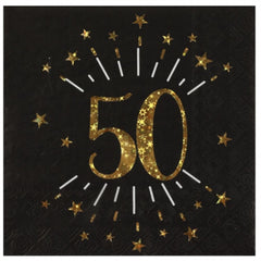 age-50th-birthday-black-gold-paper-party-napkins-x-10|679000000050|Luck and Luck| 1