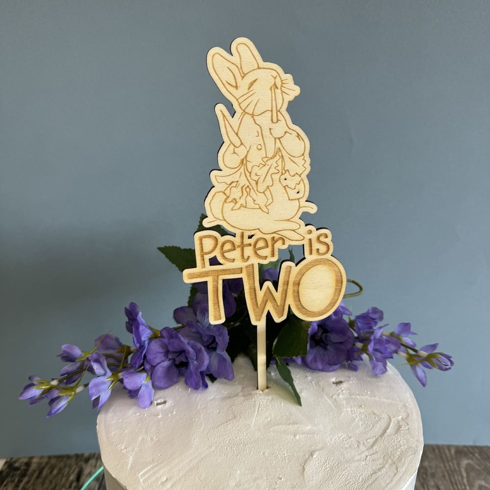 Personalised Peter Rabbit Cake Topper, 1st Birthday Wooden Cake Topper ...