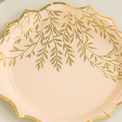 Blush Gold Paper Plates 23cm Elegant Wedding Tableware Pack of 8