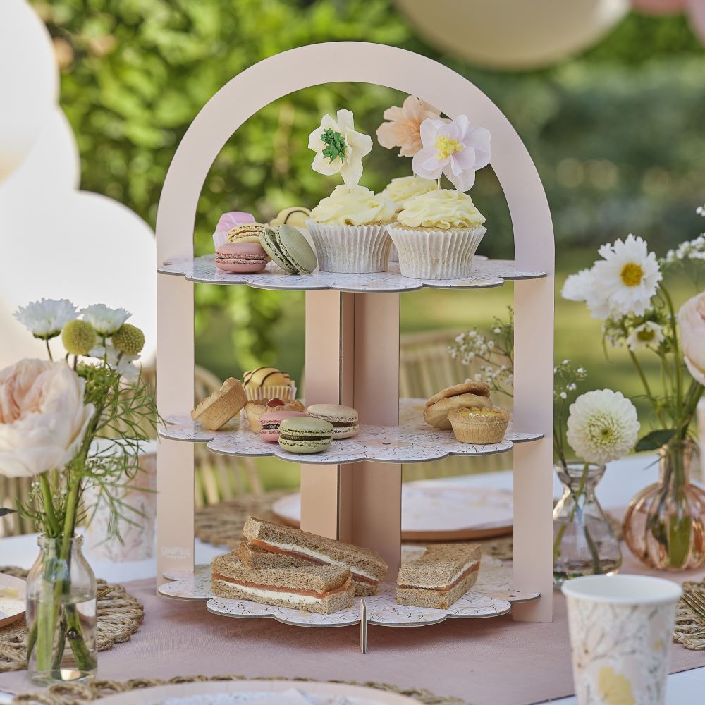 floral-afternoon-tea-party-cake-stand-wedding-baby-shower|BBL-112 |Luck and Luck| 1