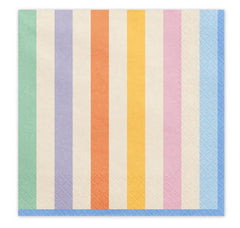 Pastel Stripe Paper Napkins Multicoloured Birthday Tableware 16.5 cm