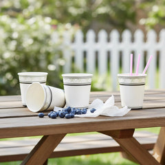 Black White Gold Paper Cups 8 Pack Birthday Party Tableware