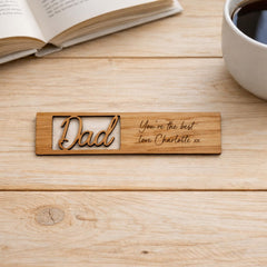 Personalised Dad Wooden Bookmark Father’s Day Gift with Message