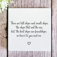 Friendship Quote Porcelain Coaster Gift Home Decor (10cm)