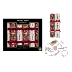 Deluxe Burgundy and Cream Nutcracker Christmas Crackers Festive Tableware Set of 6