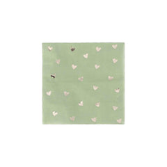 Green Gold Heart Cocktail Napkins 20 Pack Birthday Party Tableware