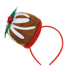 Festive Christmas Pudding Headband in Red and Brown - Perfect for Celebrations