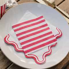 Red & White Paper Cocktail Napkins 3 Fold Birthday Party Tableware (12.5 cm)