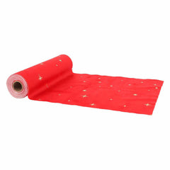 Red & Gold Velvet Star Christmas Table Runner for Festive Holiday Dining Decor