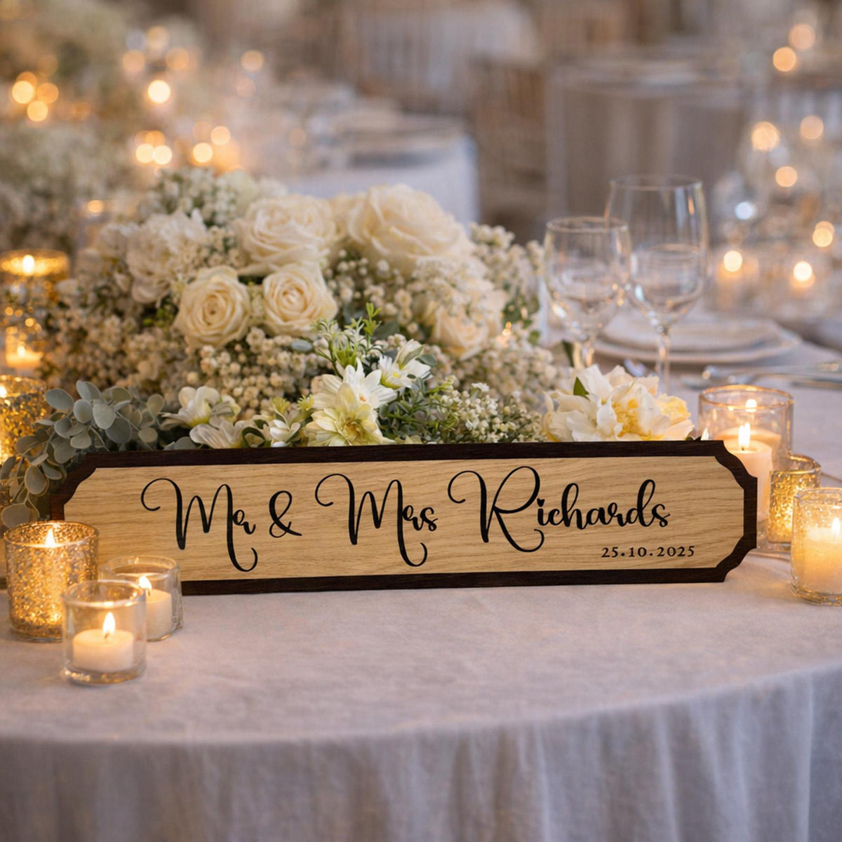Luck and Luck Personalised Wooden Wedding Road Sign Custom Name