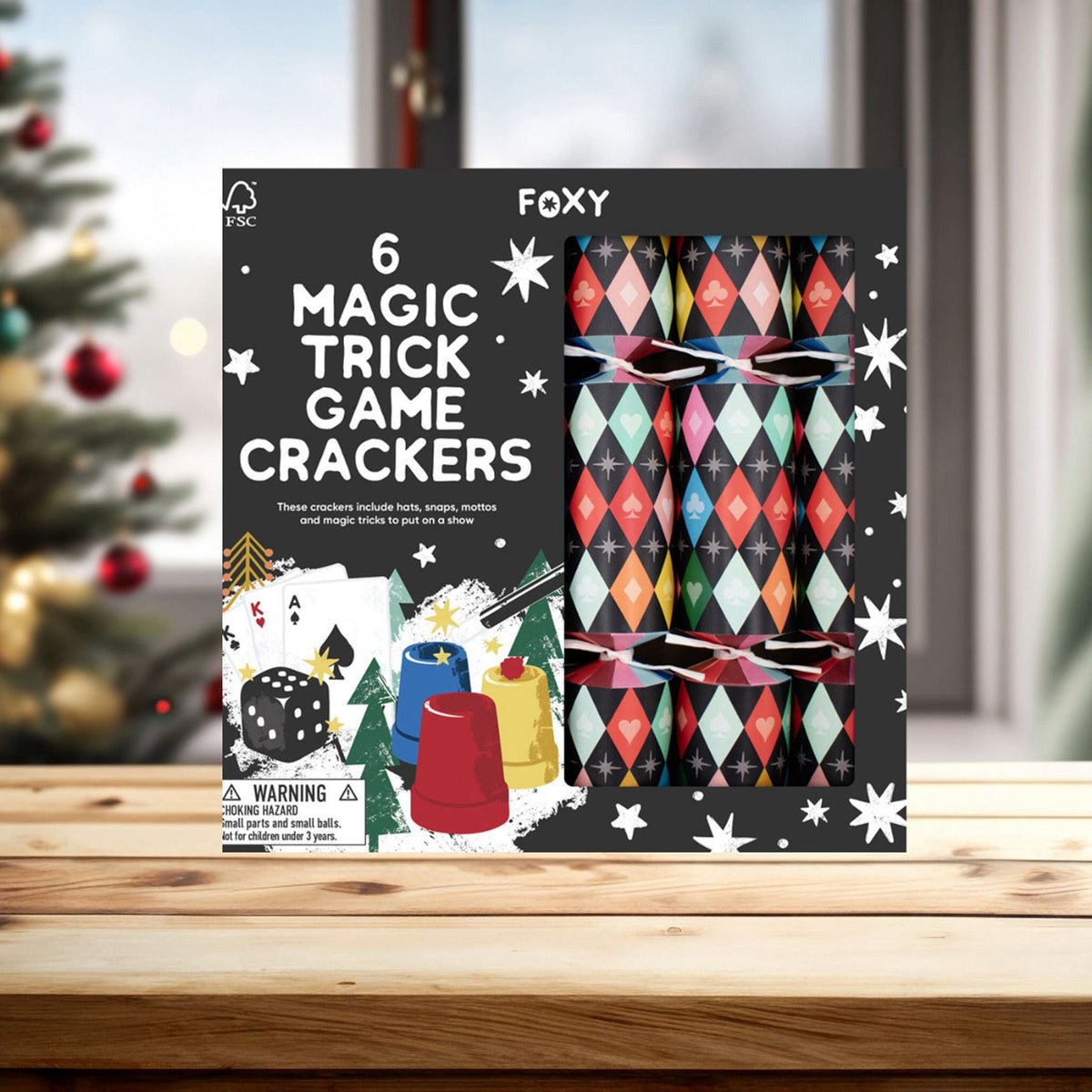 Abracadabra Magic Game Christmas Crackers Multicoloured Festive Tableware Set of 6