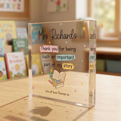 Personalised Thank You Teacher Acrylic Block by Luck and Luck