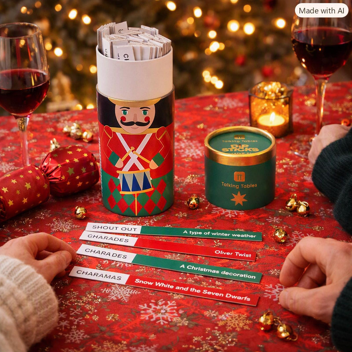 Nutcracker Christmas Table Game with 180 Dipsticks for Festive Family Parties